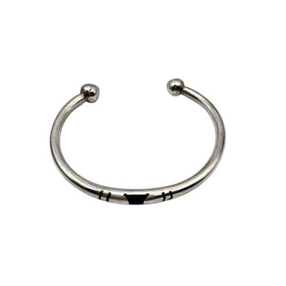 Bracelet Sterling Silver 925 Artisan Mark VII Cuff 0.8 oz Fits Size 6.5 - Picture 6 of 10